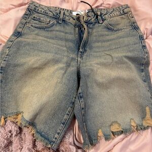 Light Blue Distressed Jorts